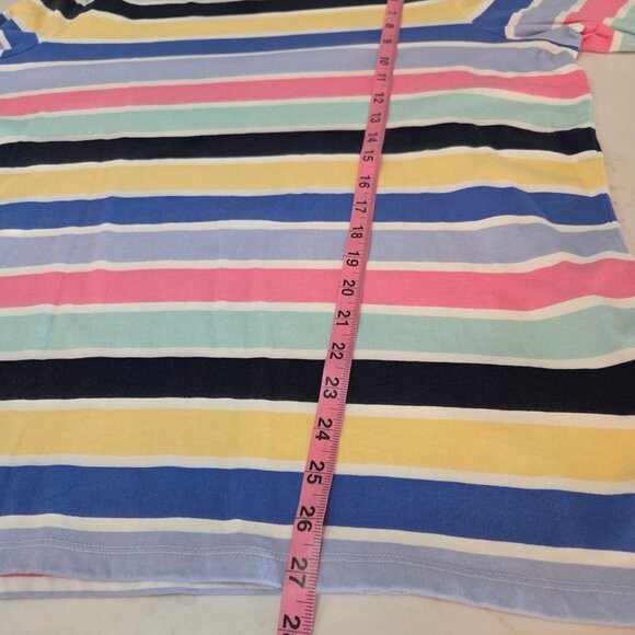 Talbots Plus Womens 1X Striped Top Long Sleeve Top 100% Cotton Multicolor Pastel - Picture 7 of 7